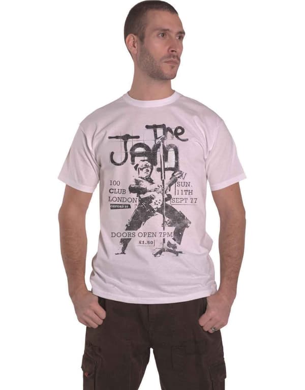 The Jam T Shirt Live 100 Club 1977 Flyer Official Mens White