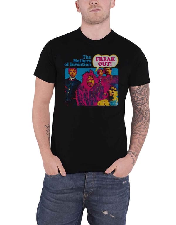 Frank Zappa T Shirt Freak Out Mothers of Invention Logo Official Mens Black Black M