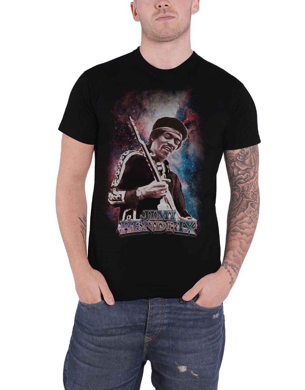 Jimi Hendrix T Shirt Galaxy Guitar Stance Logo Official Mens Black