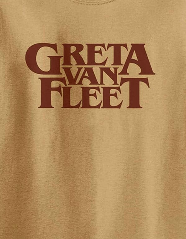 Greta Van Fleet T Shirt Band Logo Official Mens Old Gold