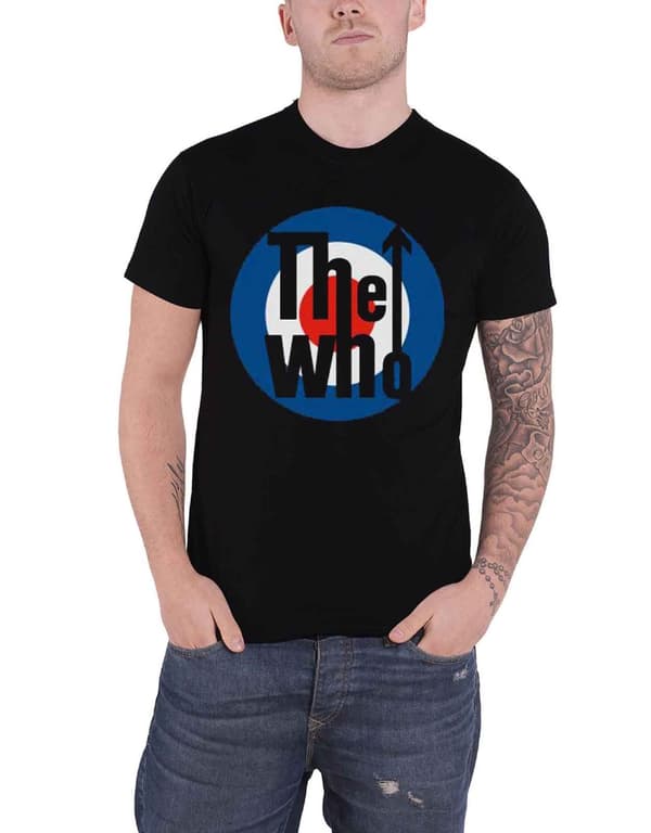 The Who T Shirt Classic MOD Target Band Logo Official Mens Black Black M