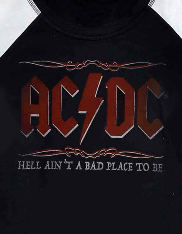 AC/DC T Shirt Hell Aint A Bad Place Official Black Raglan 3/4 Sleeve Womens