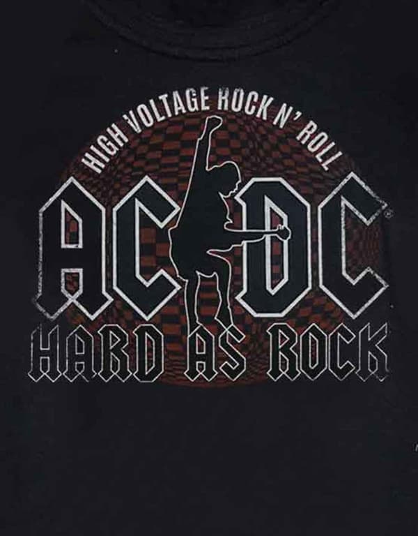 AC/DC T Shirt Hard As Rock Band Logo Official Black Raglan 3/4 Sleeve Womens