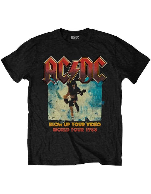 AC/DC Kids T Shirt Blow Up Your Video Band Logo Official Black Ages 1-14 yrs