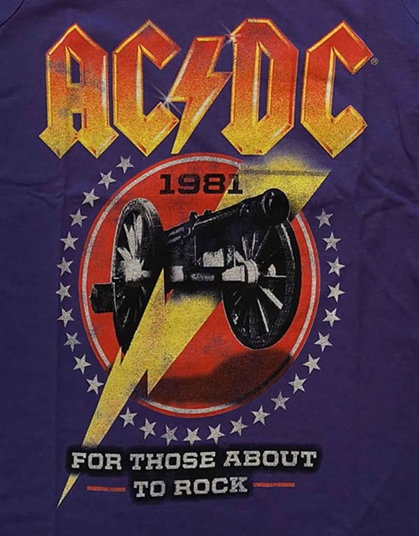 AC/DC T Shirt For Those About To Rock 81 Official Womens Skinny Fit Purple