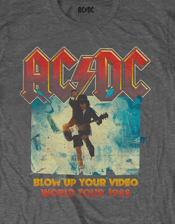 AC/DC Kids T Shirt Blow Up Your Video Official Charcoal Grey (Ages 3-14 yrs)