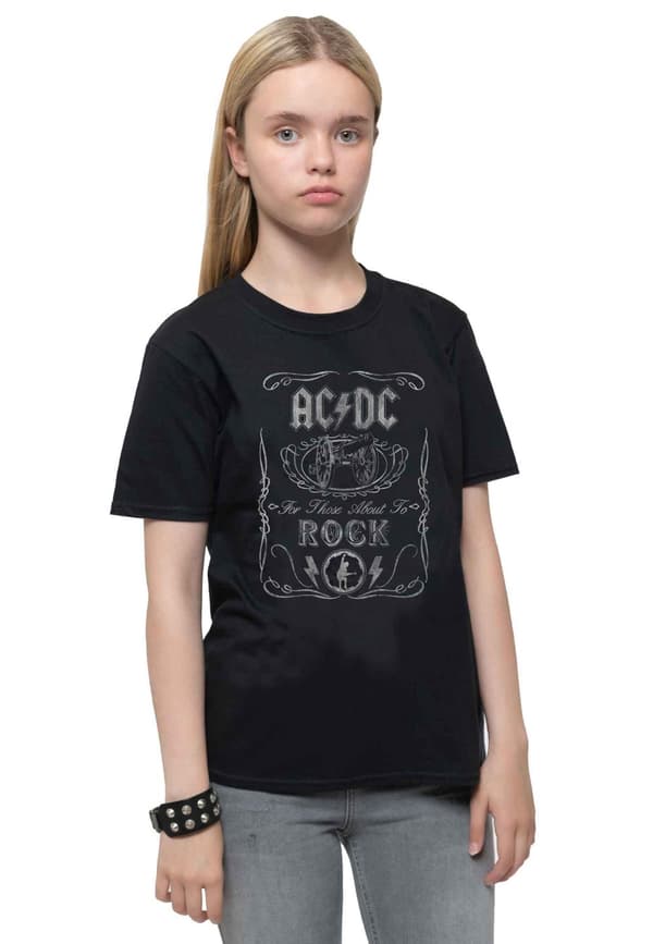 AC/DC Kids T Shirt Vintage Cannon Swing Band Logo Official Black Ages 3 ...