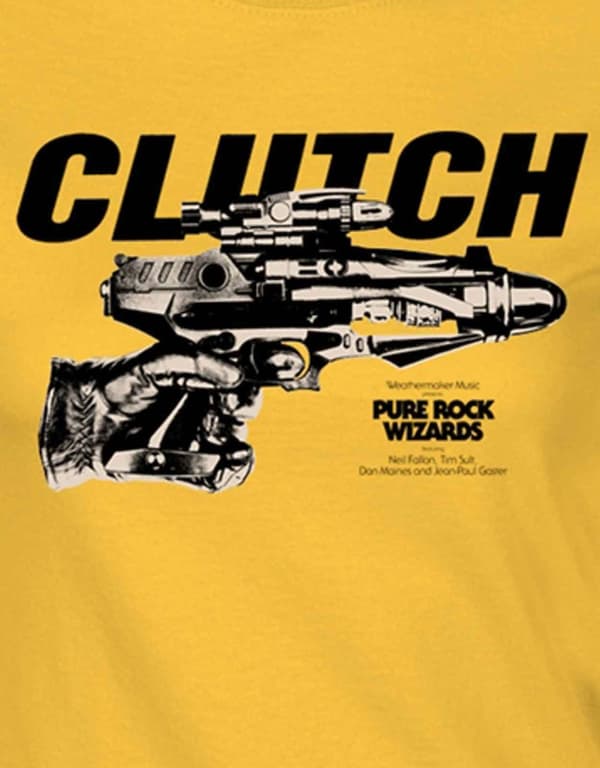 Clutch T Shirt Pure Rock Wizards logo Official Womens Skinny Fit Yellow