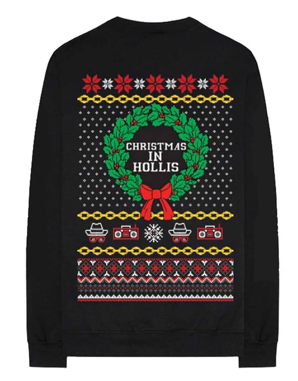 Run DMC Sweatshirt Christmas in Hollis Band Logo Official Mens Black Unisex