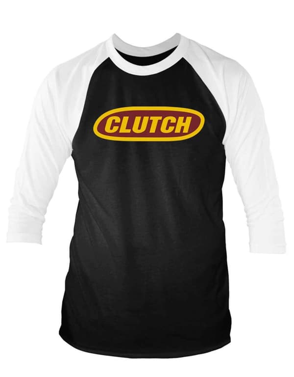 Clutch Baseball Shirt Classic Logo Official Mens Black 3/4 Sleeve raglan
