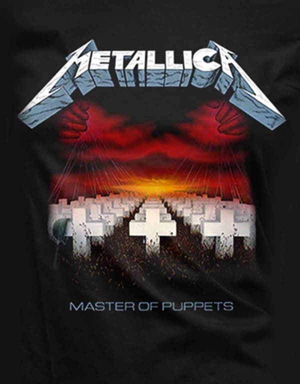Metallica T Shirt Master Of Puppets Tracks Official Womens Skinny Fit Black