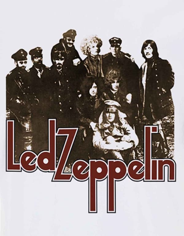 Led Zeppelin T Shirt Zepp II Album Photo Band Logo Official Mens White