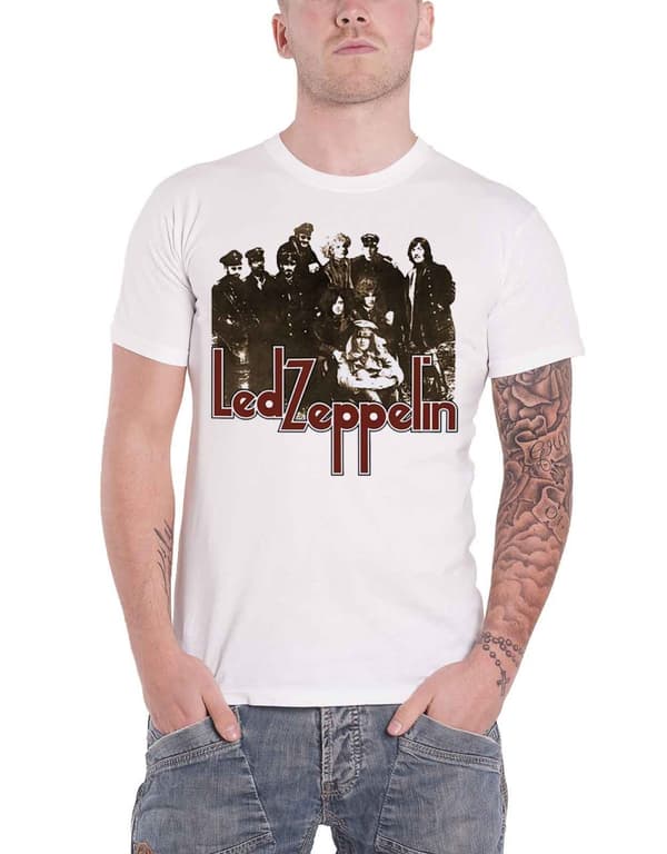 Led Zeppelin T Shirt Zepp II Album Photo Band Logo Official Mens White