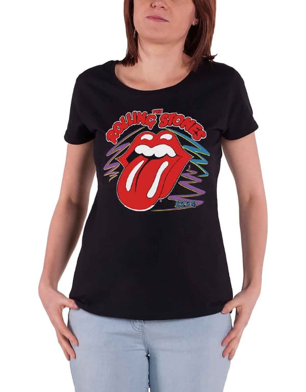 The Rolling Stones T Shirt 1994 Tongue Logo Official Womens Skinny Fit Black Black L