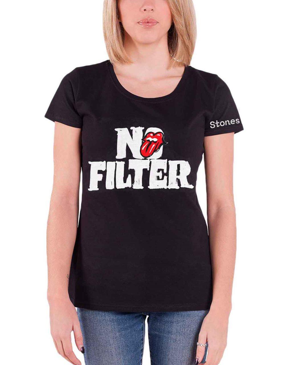 The Rolling Stones T Shirt No Filter Tour Header Logo Official Womens Black