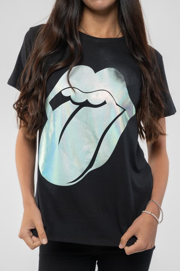 The Rolling Stones T Shirt Foil Tongue Official Skinny Fit black