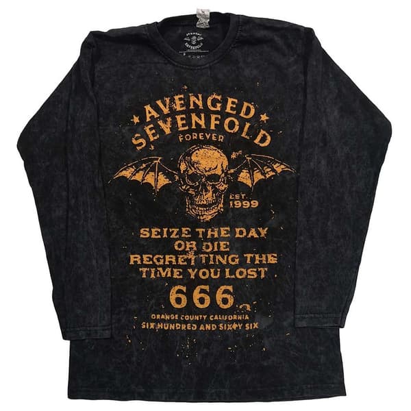 Avenged Sevenfold Unisex Long Sleeved T-Shirt: Sieze The Day (Dip-Dye) (Small)
