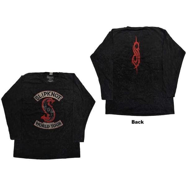 Slipknot Unisex Long Sleeved T-Shirt: Patched Up (Back Print/Dip-Dye) (Small)