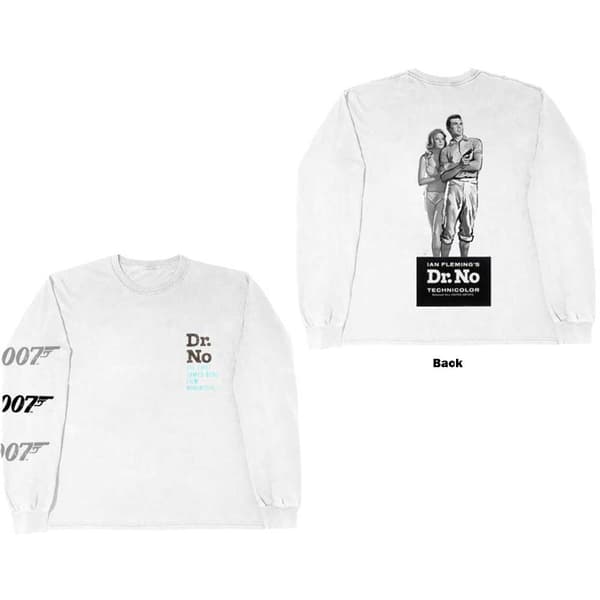 James Bond 007 Unisex Long Sleeved T-Shirt: Dr No (Back Print) (Large)