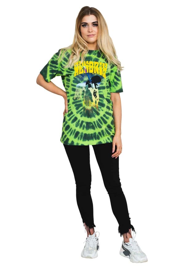 Jimi Hendrix T Shirt Hear The Vibe Logo Official Tie Dye Green Unisex