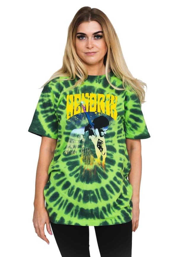 Jimi Hendrix T Shirt Hear The Vibe Logo Official Tie Dye Green Unisex