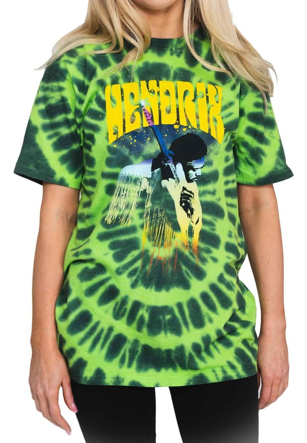 Jimi Hendrix T Shirt Hear The Vibe Logo Official Tie Dye Green Unisex