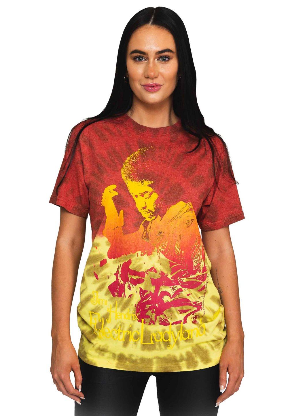 Jimi Hendrix T Shirt Electric Ladyland Logo Official Dip Dye Red Unisex