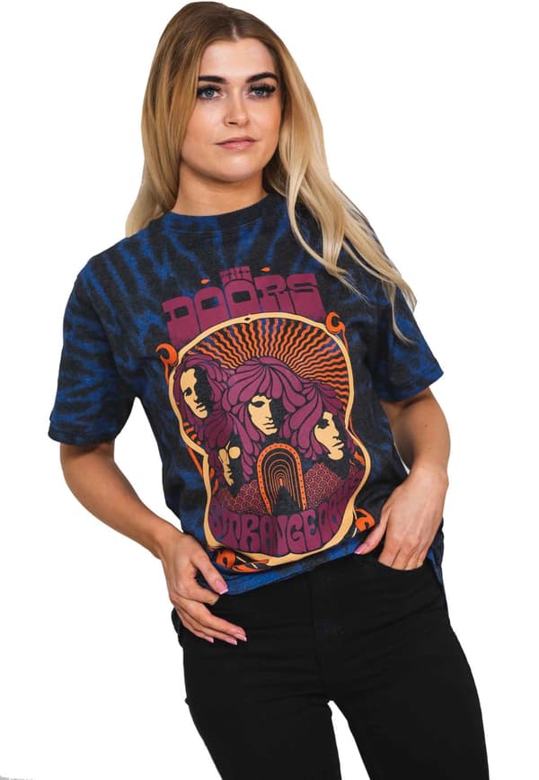 The Doors T Shirt Strange Days Band Logo Official Tie Dye Blue Unisex