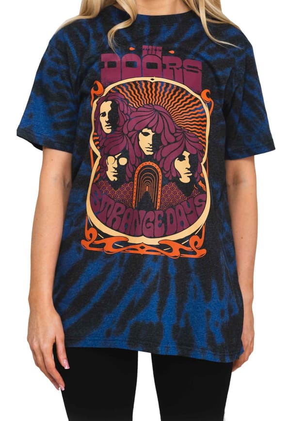 The Doors T Shirt Strange Days Band Logo Official Tie Dye Blue Unisex