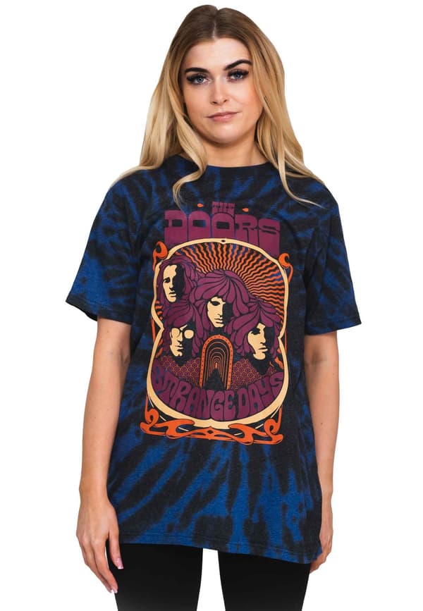 The Doors T Shirt Strange Days Band Logo Official Tie Dye Blue Unisex Blue S