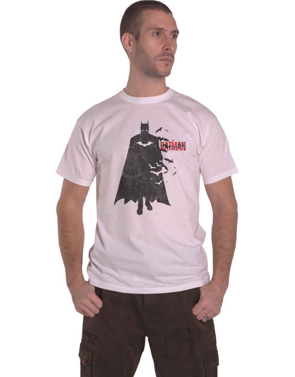 DC Comics T Shirt The Batman Distressed Figure Official Mens White