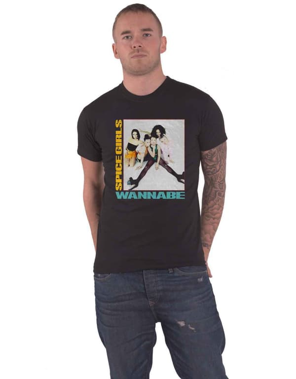 The Spice Girls T Shirt Wannabe Logo Official Mens Black Black Large