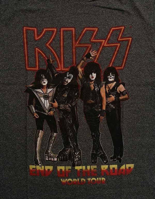 KISS T Shirt End of the Road Tour Band Logo Official Mens Brindle Black