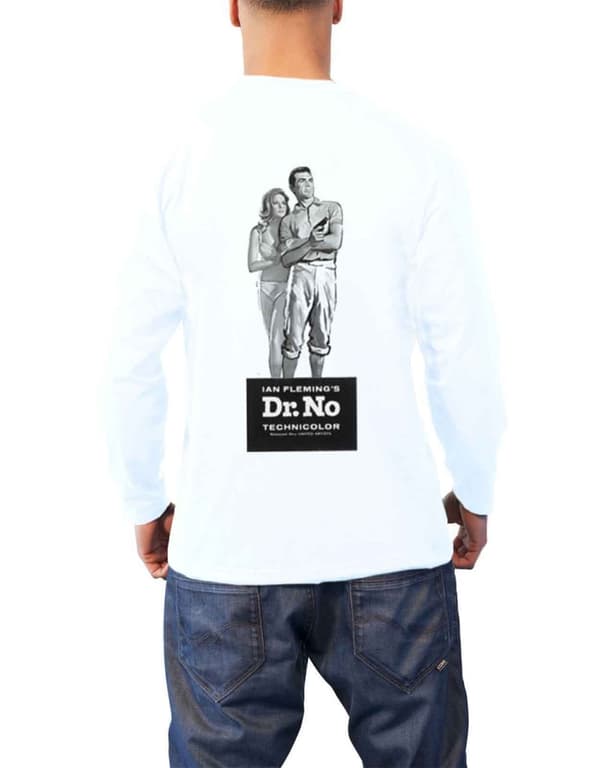 James Bond T Shirt Dr No Movie poster Official Mens White Long Sleeve