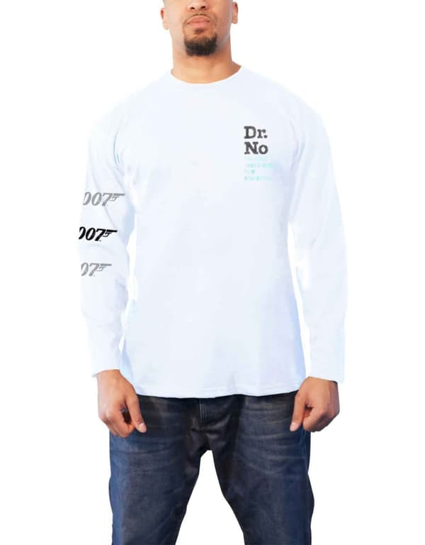 James Bond T Shirt Dr No Movie poster Official Mens White Long Sleeve