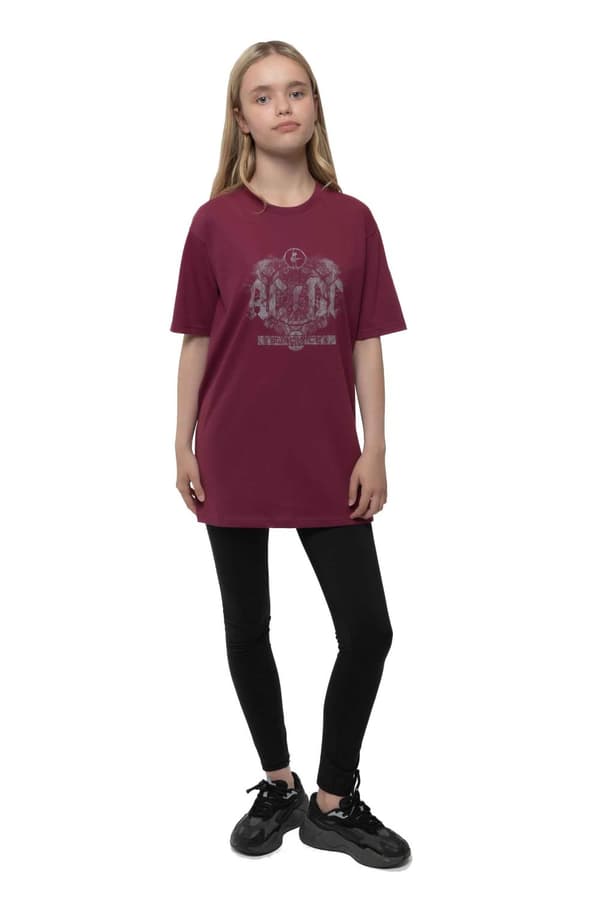 AC/DC Kids T Shirt Black Ice Band Logo Official Maroon Red Ages 3-14 Yrs