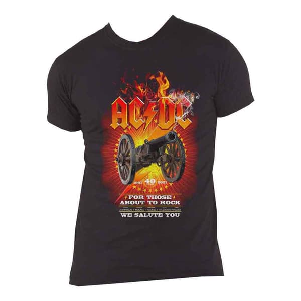 AC/DC T Shirt For those about to Rock 40th Flaming Official Unisex Black