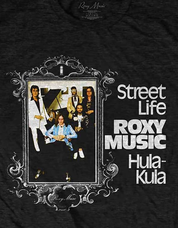 Roxy Music T Shirt Street Life Hula-Kula Band Logo Mens Black