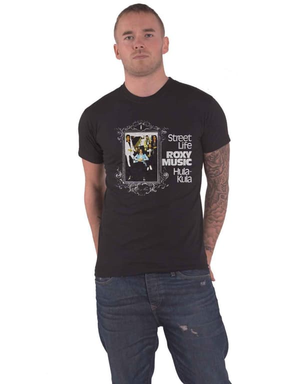 Roxy Music T Shirt Street Life Hula-Kula Band Logo Mens Black Black XXL