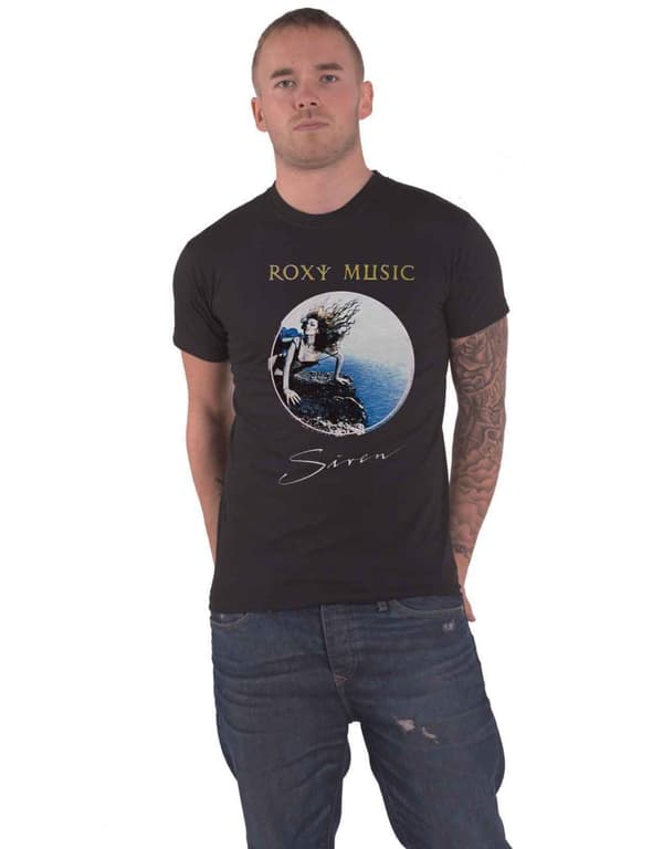 Roxy Music T Shirt Siren Band Logo Mens Black Black L