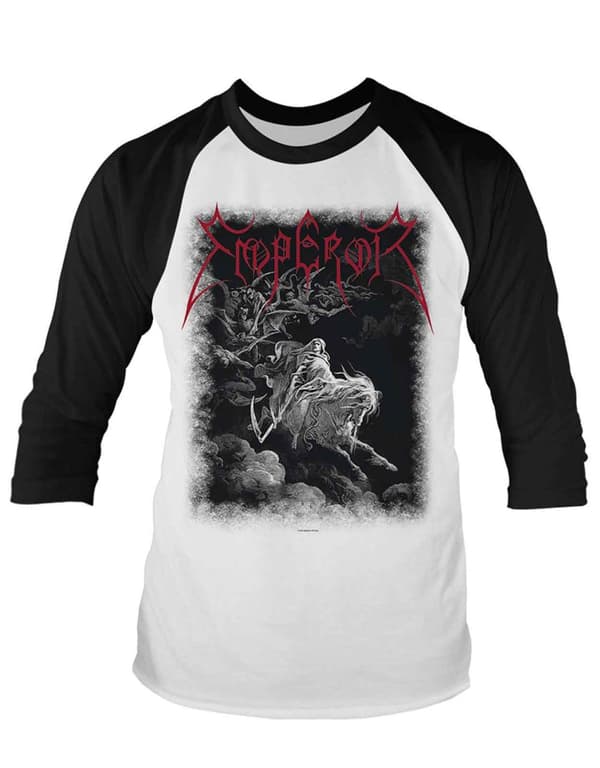 Emperor Baseball T Shirt Rider Band Logo Official Mens White 3/4 Sleeve White S