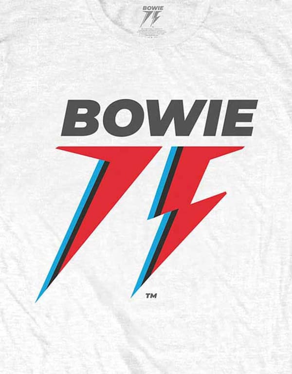 David Bowie T Shirt 75th Flash Logo Official Mens White