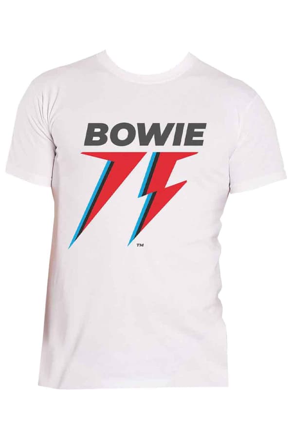 David Bowie T Shirt 75th Flash Logo Official Mens White