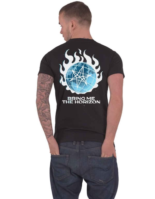 Bring Me The Horizon T Shirt Globe Band Logo Official Mens Black