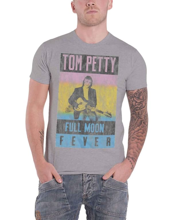 Tom Petty & The Heartbreakers T Shirt Full Moon Fever Official Mens Grey