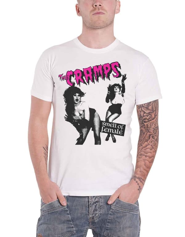 The Cramps T Shirt Smell Of Female Album Cover Band Logo Official Mens White White XXL