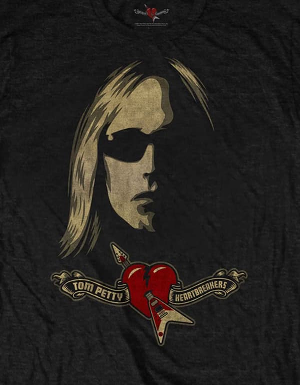 Tom Petty T Shirt Shades and Logo heartbreakers Official Mens Black