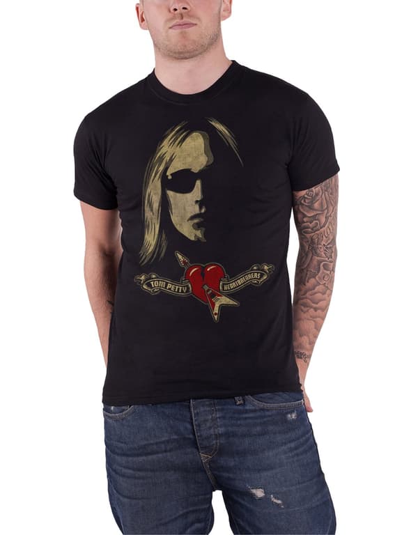 Tom Petty T Shirt Shades and Logo heartbreakers Official Mens Black