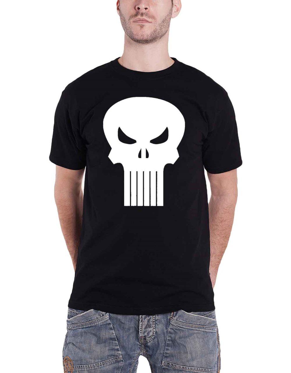 Punisher T Shirt Skull logo Official Marvel Comics Mens Black