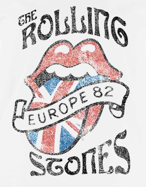 The Rolling Stones T Shirt Europe 82 Tour Official Women White skinny fit